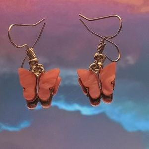 Pink butterfly earings